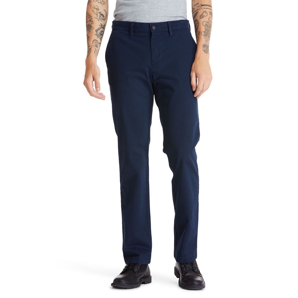 Pantalones Timberland Argentina Hombre - Squam Lake Stretch Chino - Azul Marino - ZJNRDU-701